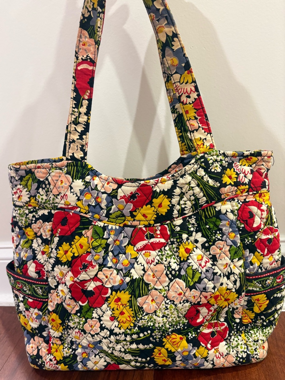 Vera Bradley Red Poppy Quilted Tote Bag - Picture 3 of 9